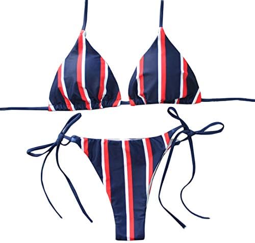 Women's Sexy Two Piece Padded Bikini Set Colour Block Triangle Top Brife Bottom Swimsuit Swimwear Plus Size