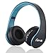 Fetta Wireless Foldable Over Ear Bluetooth Headphones with Mic Headsets with 3.5 MM Audio Cable for Sports Stereo Earphones for Bluetooth Enabled Devices (Blue)