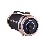 AXESS SPBT1039RG Portable Bluetooth Premium 2.1 Hi-Fi Cylinder Loud Speaker with Built-in 4