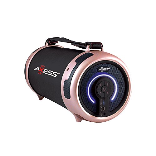 AXESS SPBT1039RG Portable Bluetooth Premium 2.1 Hi-Fi Cylinder Loud Speaker with Built-in 4