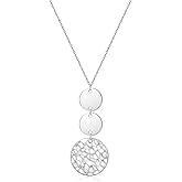 Jewlikee Disc Long Sweater Necklaces for Women Trendy Long Sterling Silver Disc Sweater Necklace Pendant Chain Jewelry Gifts for Her Adjustable Size 28