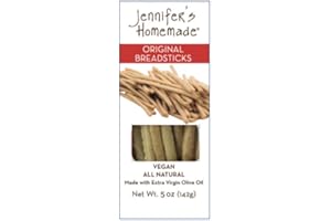 JENNIFER'S HOMEMADE JENNIFERS HOMEMADE Original Breadsticks, VEGAN All Natural, Made with extra virgin olive oil, Crunchy and delicious snack, 5 OZs