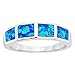 Sterling Silver Created Blue Opal Band Ring (October Birthstone)