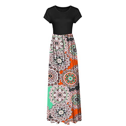 image for Emimarol Women's Dress Summer Plus Size Dress Casual Short Sleeve O-Ne