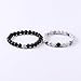 MAOCEN Distance Relationship Bracelet for Lover-2pcs Black Lava Rock & White Howlite Stone 8mm Beads