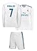 Real Madrid Home Ronaldo Kids #7 Soccer Kit Jersey and Shorts 4 IN 1 MULTIPLE GIFT KIT All Youth Sizes (Kids Small 5-8 years of age)