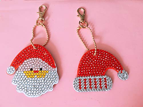 5D DIY Diamond Painting Keychain, 5 pcs Merry Christmas Shape, Mosaic Making Full Drill Special Shape Diamond Painting Kit for Bags, Smartphone Straps, 5 Pack - Thumbnail 2
