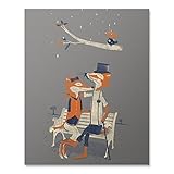 Fox Print/Fox Wall Art/Animal Artwork/Romantic Love Print/Cute Animal Wilderness Illustration/Home Decor/8 x 10