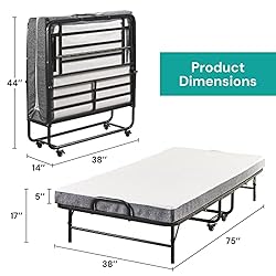 Folding Bed with Mattress Twin Size, Portable