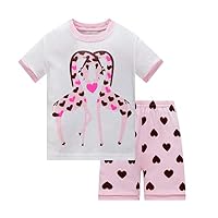 Huata Girls Pajamas Sleepwears 2 Piece 100% Cotton (8, Giraffe)