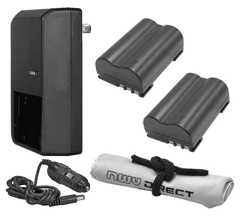 Olympus Evolt E-510 'Intelligent' Batteries (2 Units) + AC/DC Travel Charger + Nwv Direct Microfiber Cleaning Cloth.