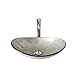 Walcut USBR1046 Bathroom Modern Oval Artistic Glass Vessel Sink with Chrome Faucet & Chrome Pop-up Drain Combo