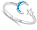 CHOOSE YOUR COLOR Sterling Silver Moon Star Ring