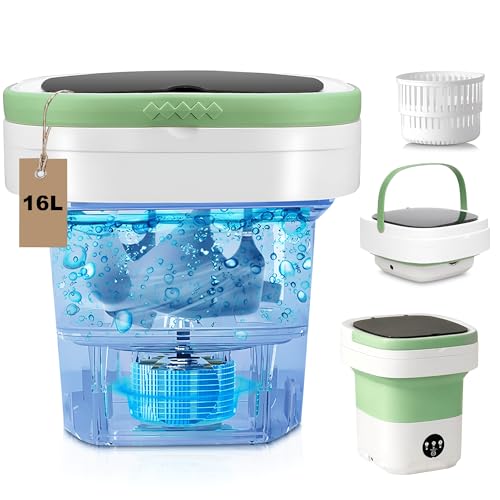 Tragbare Waschmaschine, 16 l, mit Spin Basket 3 Waschmodi, Timer – Deep Cleaning Collapsible Mini Waschmaschine – Tragbare Wäschemaschine für Apartment Travel Camping Dorm Hotel Home