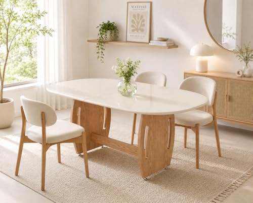 Mesa de Jantar Oval 1,37x90 cm 4 E 6 Lugares Em MDF/MDP