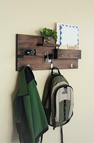 Coat Hooks and Key Hooks with Floating Shelves and Mail Storage Midnight Woodworks Original Entryway Organizer