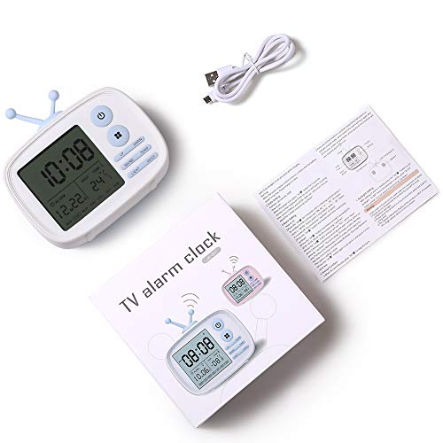 Alarm Clock for Kids, One Fire LED Digital Alarm Clock with Snooze Function Wake Up Light with 5 Loud Sounds, Easy to Operate Time Memory Temperature Display and USB Charging Port Girls Gifts (White)