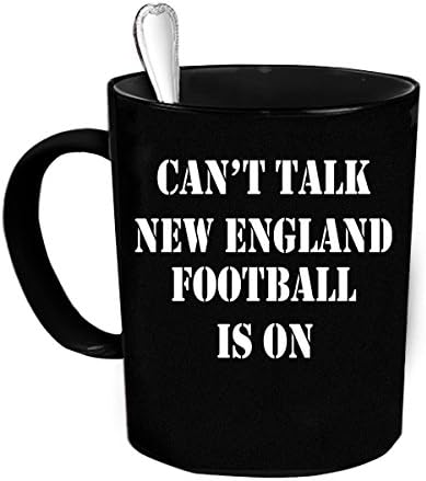 Custom Personalized Can't Talk New England Football Black 15 oz Coffee Mug
