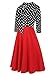 oxiuly Women's Vintage Bow Tie V-Neck Pockets Casual Work Party Cocktail Swing A-line Dresses OX278