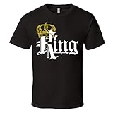 S&R KING AND QUEEN T-SHIRTS COUPLE MATCHING SHORT SLEEVE SHIRTS-Black-Medium-(KING ONLY)