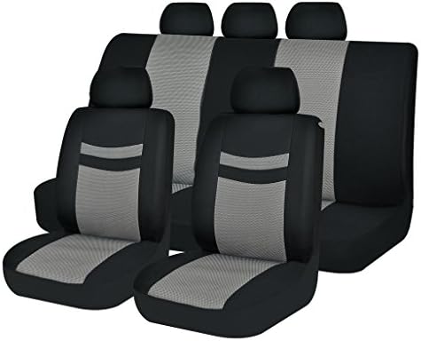 Car Seat Covers set Universal Front &amp; Back Seat Protector 11pcs Black/Gray