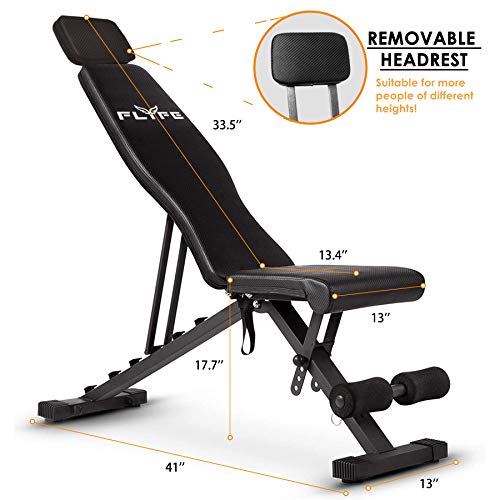 FLYFE Adjustable Weight Bench Foldable and Compact Workout Bench