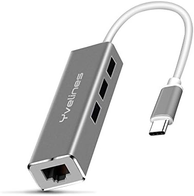 Yvelines USB Hub 3.0 type c to RJ45 USB-C Adapter to USB c to ethernet 3-Port Hub with Ethernet Converter USB Hub Type-C to RJ45 3 Ports USB hub Devices (Grey)
