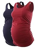Liu & Qu Maternity Basic Tank Top Mama Clothes Neck Sleeveless Tops Women's Solid Side Ruching Vest
