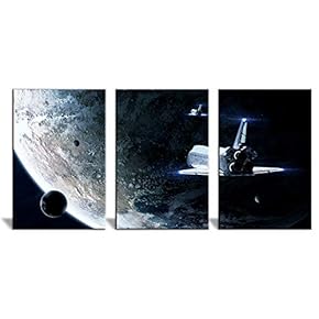 Canvas Wall Art Deep Space Universe Painting Artwork for Home Prints Framed - 16"x24" x 3 Panels