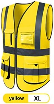 KODH Safety Vest Yellow Reflective Vest Vest Outdoor Cycling Traffic Safety Reflective Vest Car Night Work Cycling Runners (Color : Yellow, Size : XL)