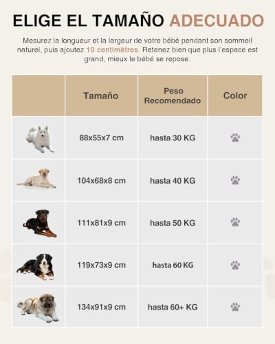 Favodormir Orthopaedic Large Dog Bed, XL Mattress for Dogs, Washable, Non-Slip Base, Grey 104 x 68 x 8 cm