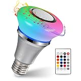 Homeasy Bluetooth Light Bulb Speaker, 6W E27 White RGB Changing Smart LED Lamp Wireless Stereo Audio with 24 Keys Remote Control