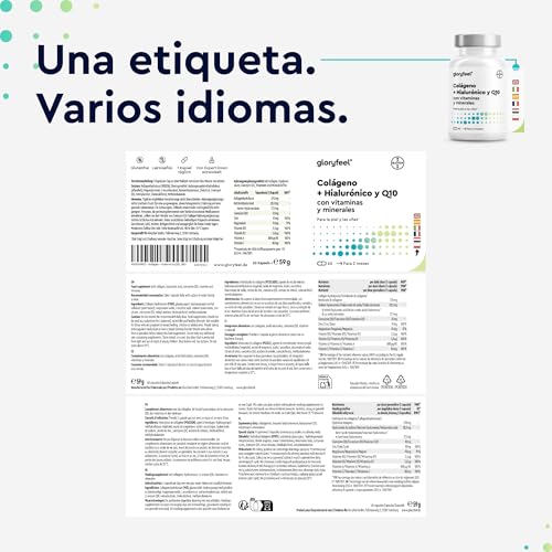 Colágeno Marino Hidrolizado + Ácido hialurónico + Magnesio + CoQ10 + Zinc + Vitaminas A, C, D y B12 - Articulaciones Fuertes, Piel Tersa y Energía - Probado en laboratorio