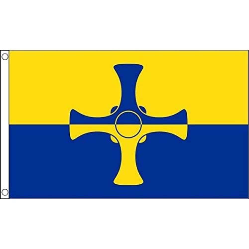 AZ FLAG - Durham New County Flag - 3x5 Ft - 100D Polyester County Of Durham - England Banner with Two Metal Grommets - Fade Resistant - Vivid Colors - 3' x 5' Feet - 150x90 Cm