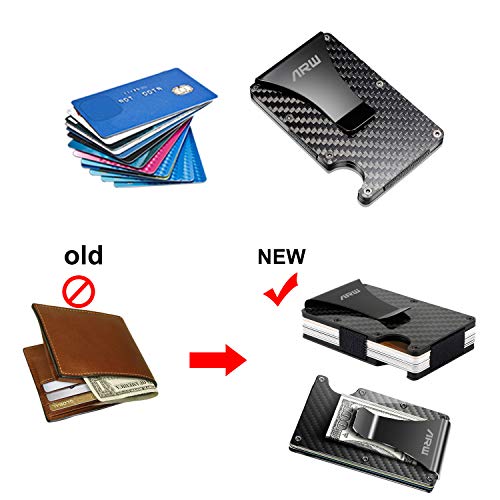 Carbon Fiber Wallet, ARW Metal Money Clip Wallet, RFID Blocking
