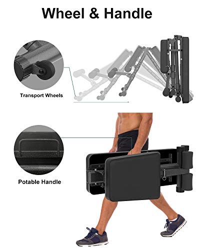 BARWING Adjustable Weight Bench- 800 lbs Folding Full Body Workout Bench with Dragon Flag, Automatic Lock Multi-Purpose Incline/Flat/Decline Bench for Home Gym Strength Training Black-Black - Thumbnail 3