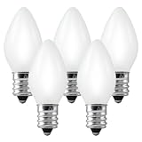 **25Pack** 7 Watt C7 Ceramic White Incandescent Light Bulb, Candelabra Base