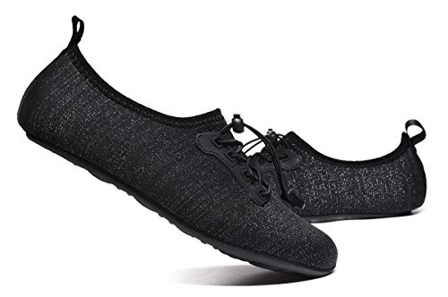 Sanyge Womens and Mens Water Shoes Quick-Dry Aqua Socks Barefoot Rain Shoes for Beach Swim Driving(San196023Black41) - Thumbnail 4