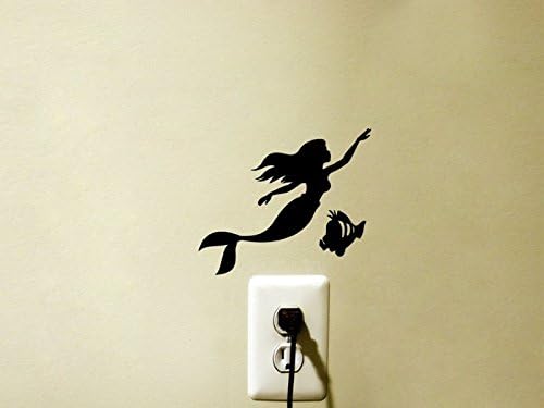Mermaid Ariel Flounder Disney Inspired Vinyl Decal Sticker Light Switch Kids Nursery