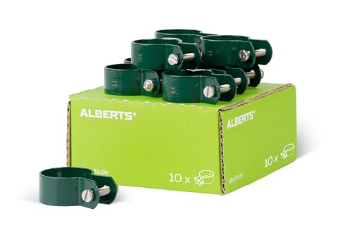 Alberts 855345 Clamp for Braces | galvanised, Green Plastic-Coated | Clamp Ø 38 mm | Set of 10