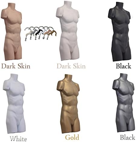 Adult Male Full Size Hanging Body Form Display Mannequin Body Form Mannequin Display Form (Dark Skin)