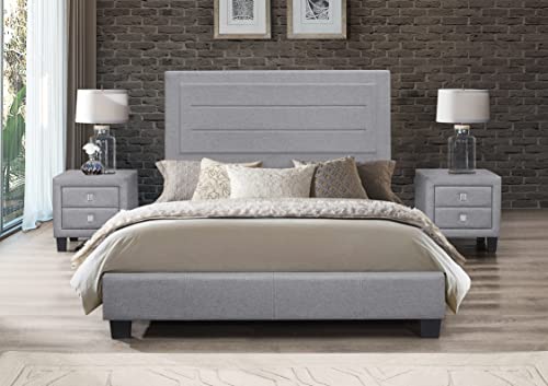 Queen Fabric Bed  Grey