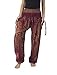 Lannaclothesdesign Women's Smocked Waist Boho Flowy Yoga Harem Pants (S, Burgundy)