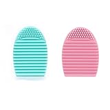 HiMo Cleaning MakeUp Washing Brush Silica Glove Scrubber Board Cosmetic Clean Tools (Pink&Green)