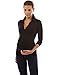 PattyBoutik Mama V Neck Long Sleeve Maternity Polo Shirt (Black M)