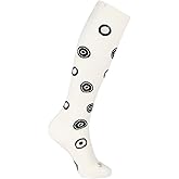 JAVIE Comfy Merino Wool Circles Pattern Compression Socks Knee High with Seamless Toe for Women & Men (15-20mmHg)
