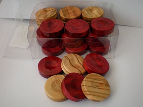 30 Small 1" Olive Wood chips- Natural Greek Olive Wood - Red Color Checkers