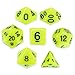 Wiz Dice Sticky Ichor Set of 7 Polyhedral Dice, Solid Neon Green Tabletop RPG Dice with Clear Display Box