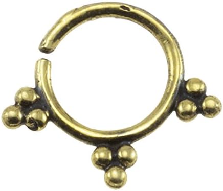Brass Indian Beads Design 18G Septum Ring - 7mm (0.3") Inner Hoop with Adjustable Opening - Street Habit