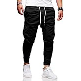 Men's Casual Pants - Cotton Chino Cargo Pants for Hiking and Outdoor Recreation, Drawstring Sweatpants in Twill Track Jogging